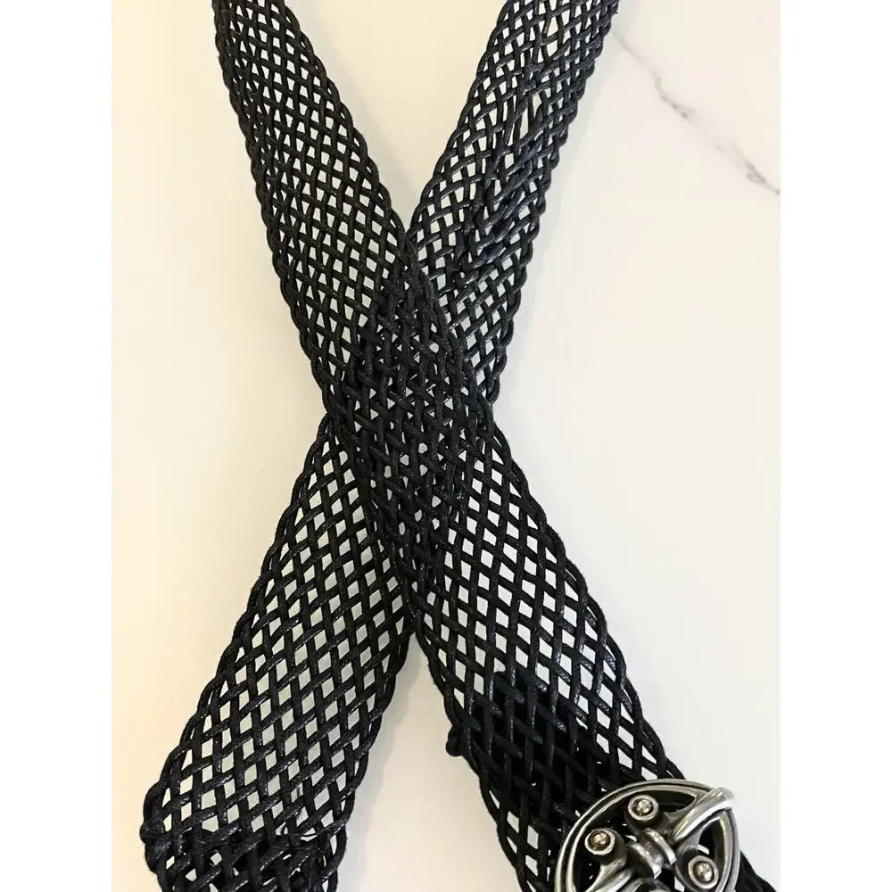 Vintage Modernist Artist Buckle Pewter, Brass Nouveau Statement Woven Mesh Belt - Picture 6 of 6